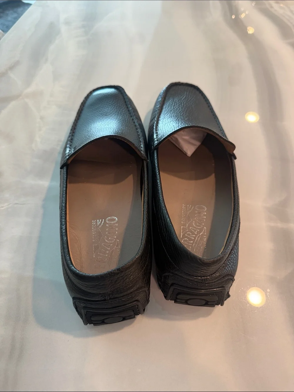 BOSS Men’s Black Pebbled Leather Slip-On Loafers